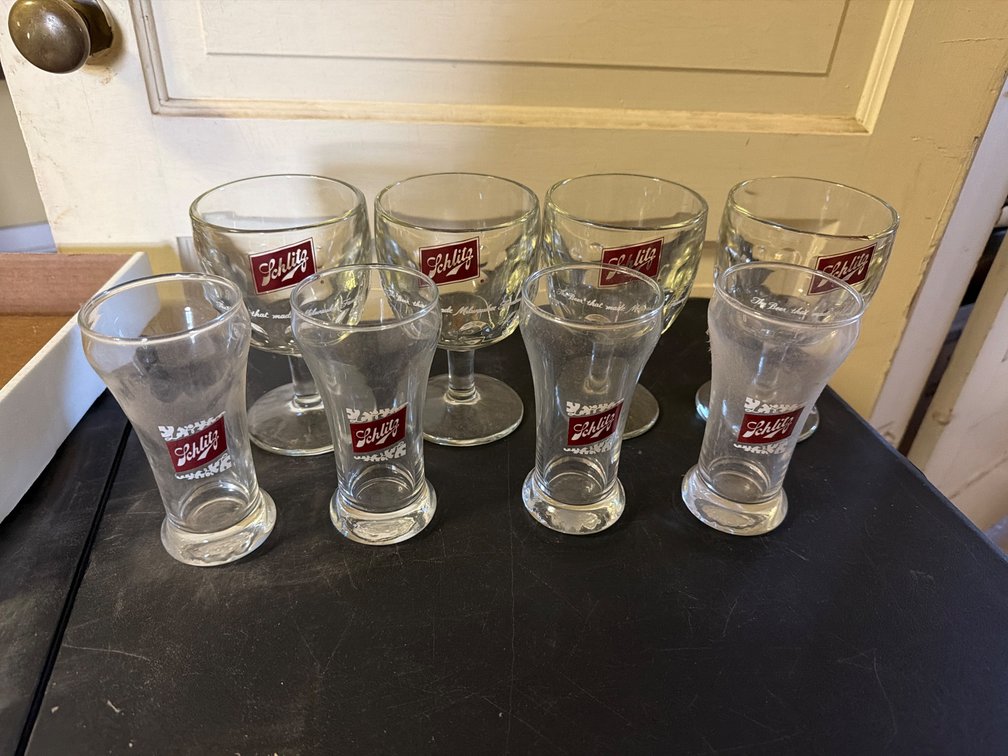 Schlitz Goblets, Beer Glasses-4 of Each