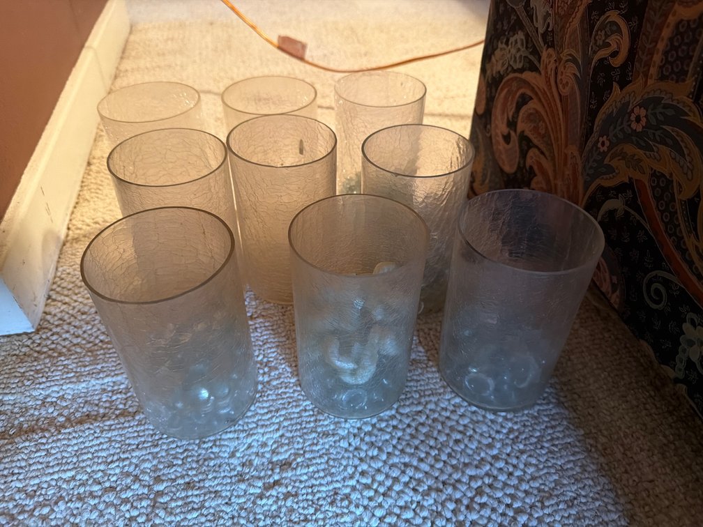 9 Glass Vases-6” Tall