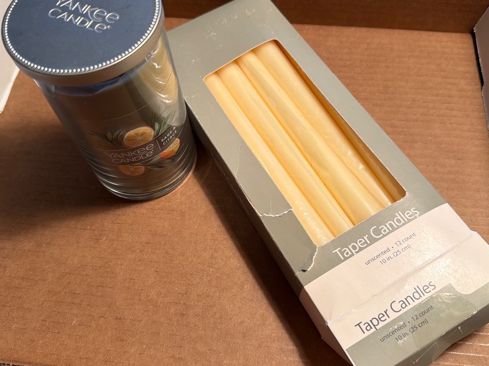 Candle Holder, Taper Candles, Yankee Jar Candle
