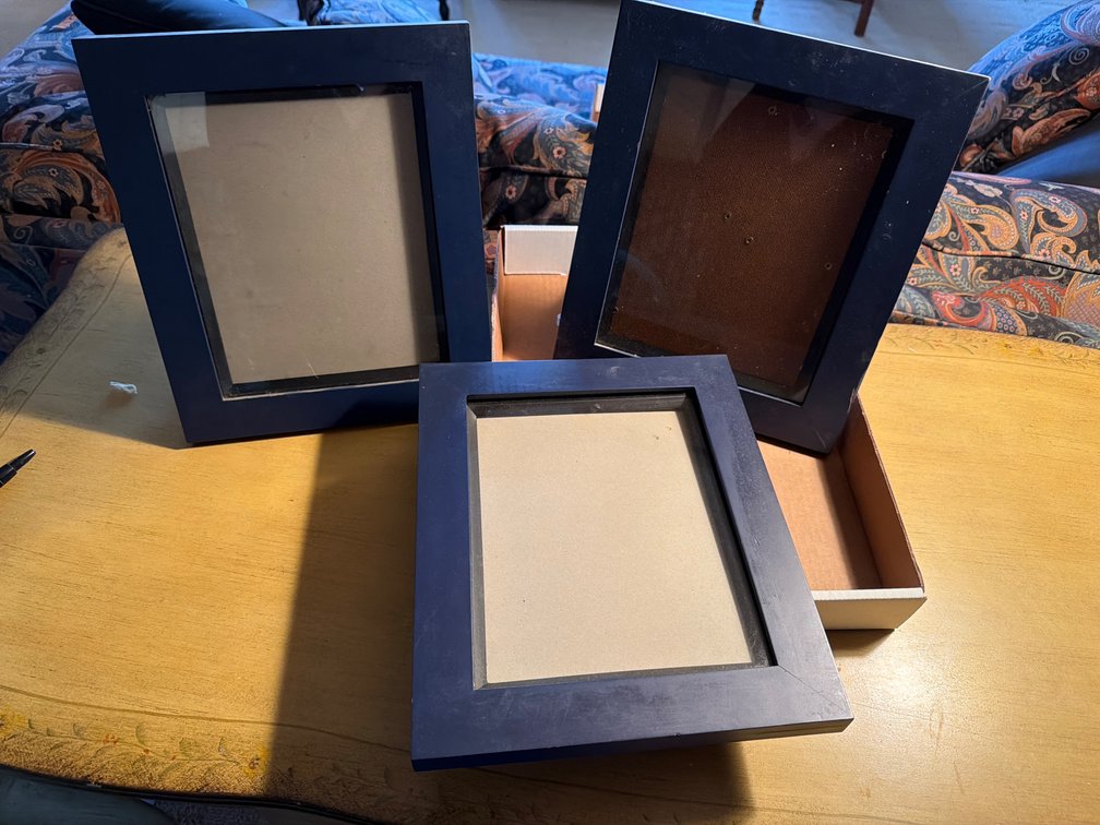 3 Blue Picture Frames