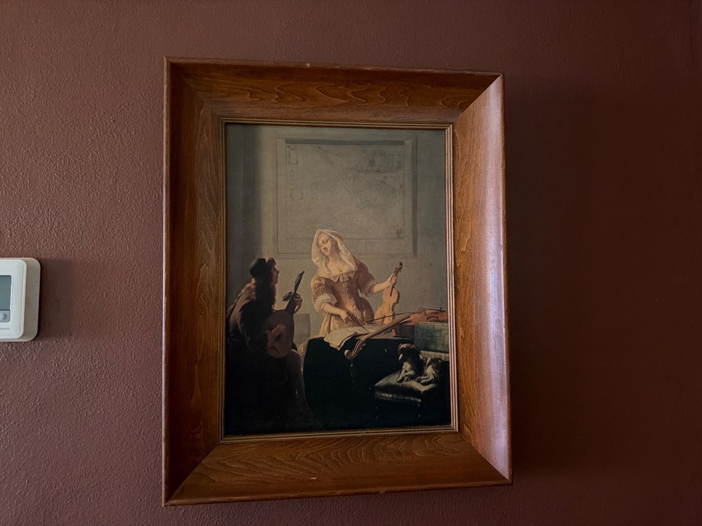 Old Wood Framed Picture-The Music Lesson