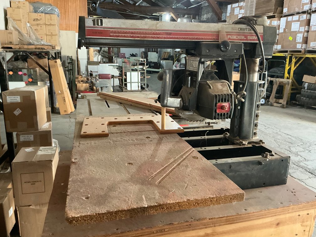Sears Craftsman Radial Saw - Model: 113.199200, 10", 2.5Hp, On Custom Wooden Stand With Wheels