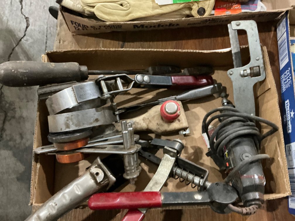 Dremel Model: 395, (2) Assorted Filter Wrenches, GM Carb Tool, Oil Can Spout, Scraper, (2) Solder Irons and Other Miscellaneous