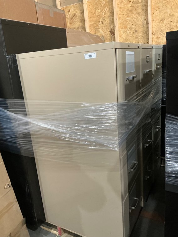 (4) Hon Metal 4-Drawer File Cabinets - 52"H x 26.5"D x 18"W (No Keys) and (1) Metal File Cabinet 60"H x 26.5"D x 15"W (No Keys) - These Are Wrapped On Pallets, Unable To See All Conditions