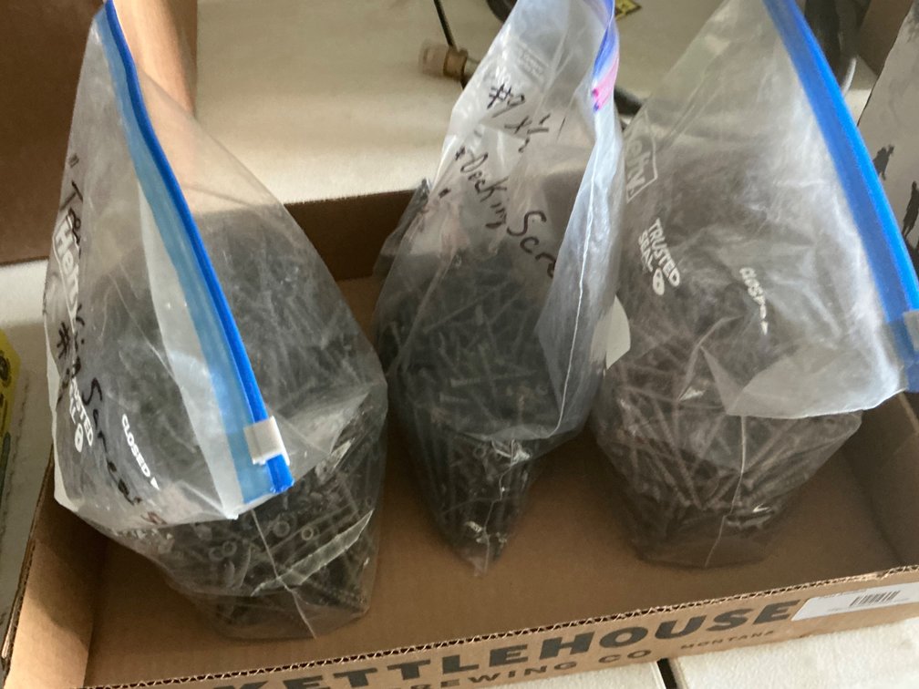 Bags Of 2-1/2" and 3" #9 Trex Decking Screws - Grey (Approximately 7Lbs Total) and Bag of 2-1/2" Red Trex Deck Screws (Approximately 4.5Lbs)