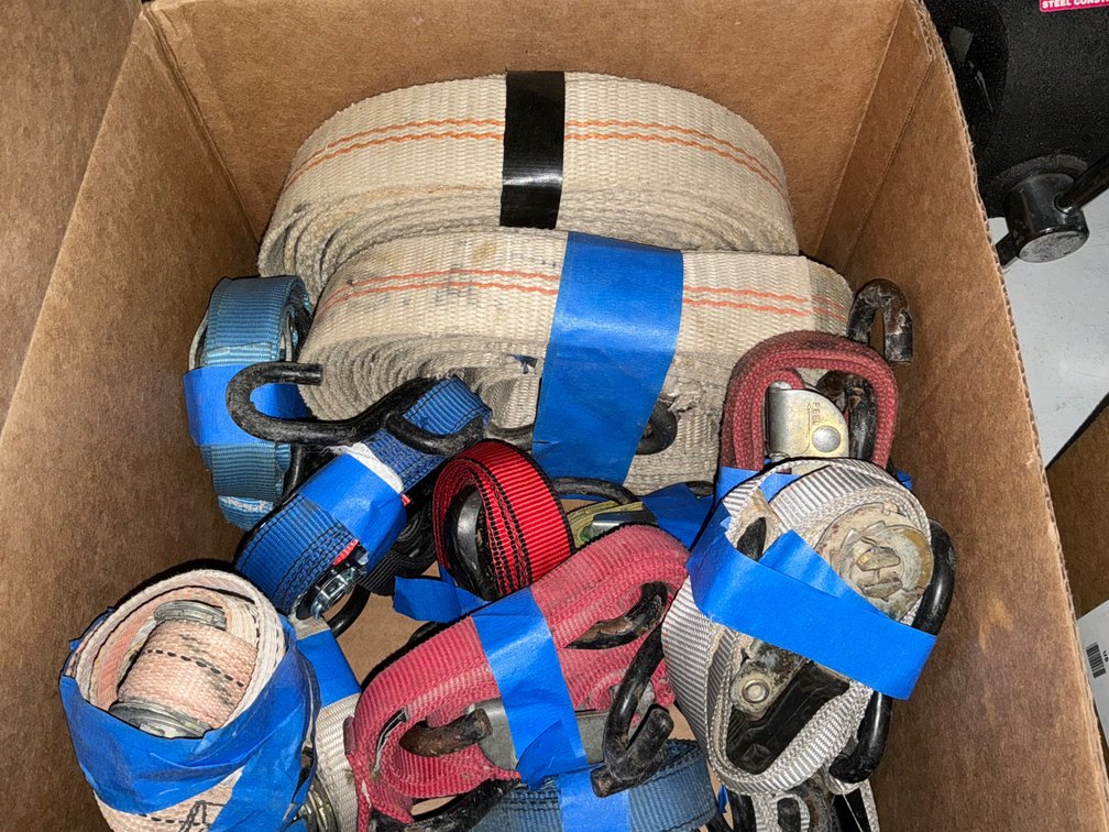 Box of Assorted Ratchet Straps - Approximately (10) Smaller Straps and (2) 2" Straps