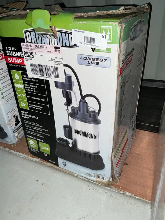 Drummond 1/3Hp Submersible Sump Pump - 4,000 Gallons Per Hour, 1-1/2" Discharge