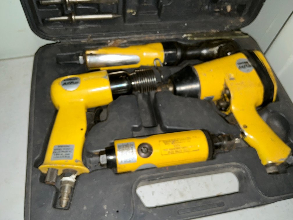 All Trade Air Plus Pneumatic Tool Set with Case - 1/2" Drive Impact, 3/8" Drive Ratchet, Chisel and Die Grinder