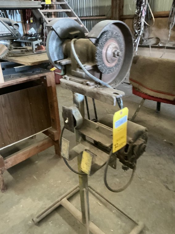 Grinder - Electric, Belt Driven, on Custom Built Stand - 47"H