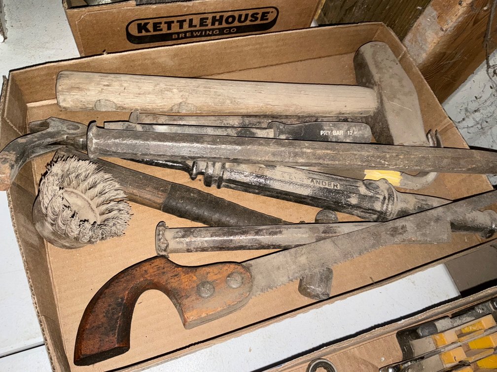 Assorted Tools - Hammer, Nail Puller, Pry Bar, Saw and More