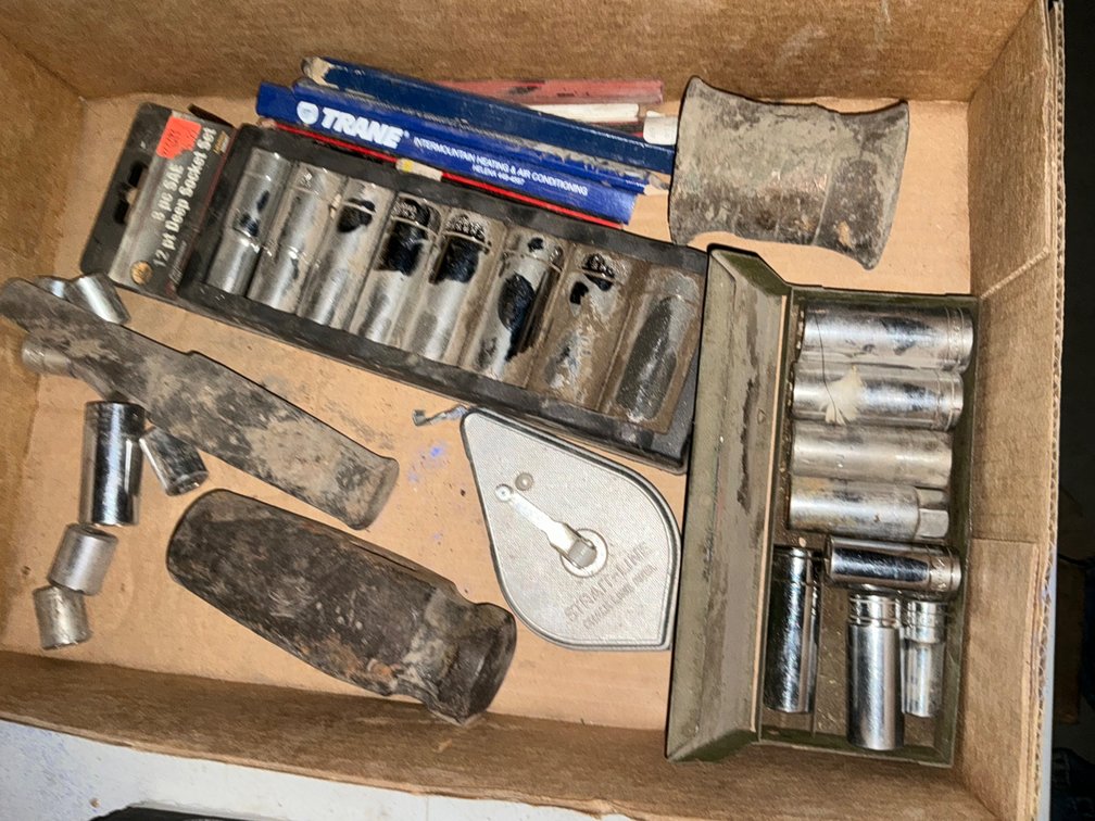 (8) Pc. Standard Socket Set, Assorted Sockets, Chalk Line and Hammer Heads