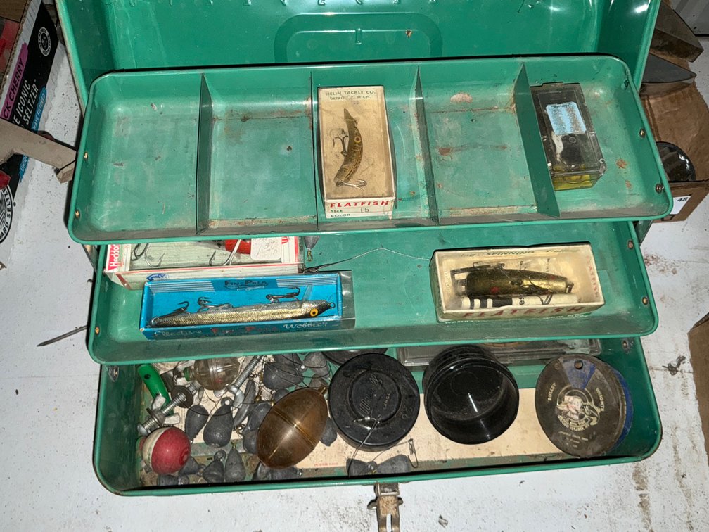 Vintage Tackle Box with Assorted Vintage Tackle