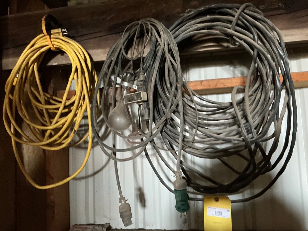 (2) Assorted Extension Cords and Trouble Light