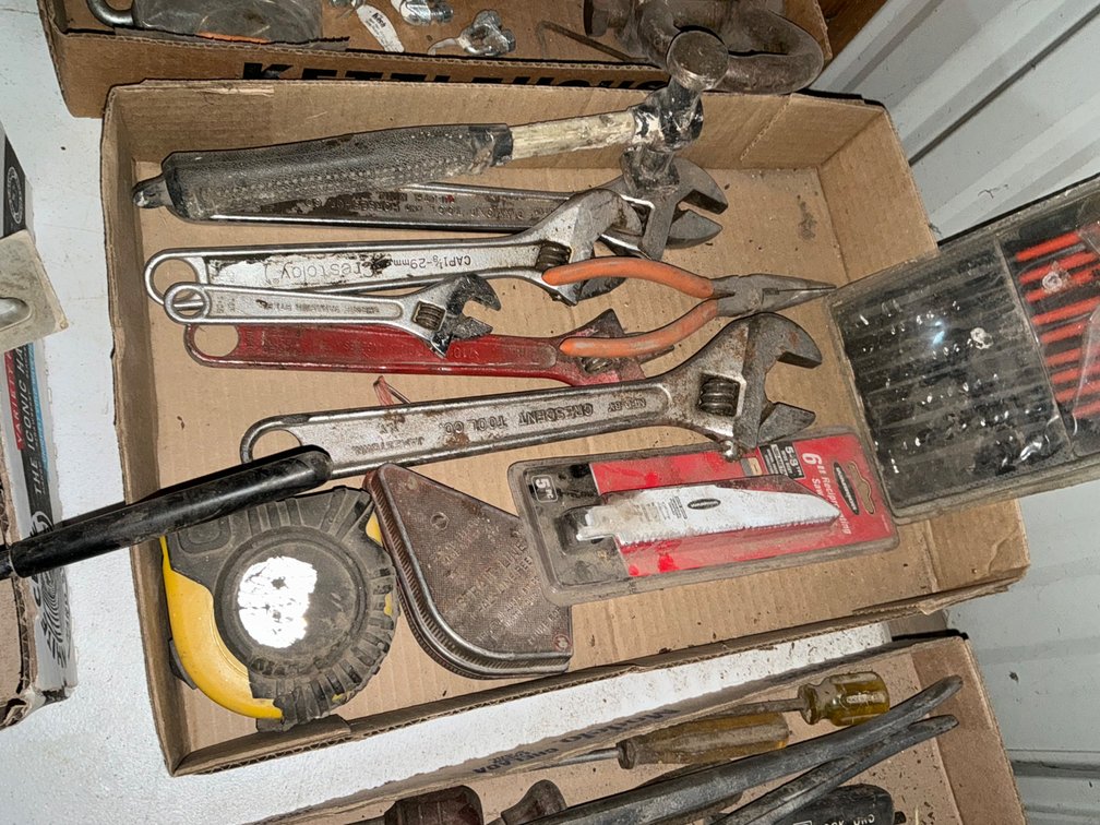 Adjustable End Wrenches, Needle File Set, Chalk Line, Tape Measure, Hammer, Sawzall Blades and More
