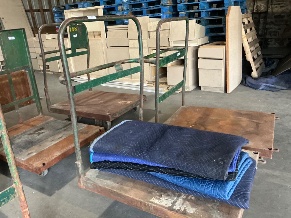 Metal Rolling Moving Cart - Platform Is 40" x 32" - 48"H @ Handle and Approximately (6) Moving Blankets