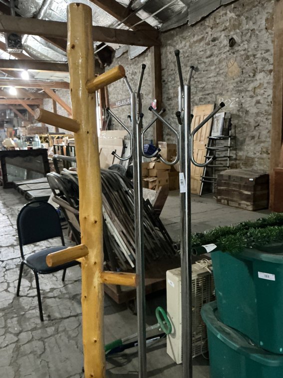(2) Metal Coat Racks - 64"H and (1) Wooden Coat Rack - 70"H (This One Wobbles A Bit)