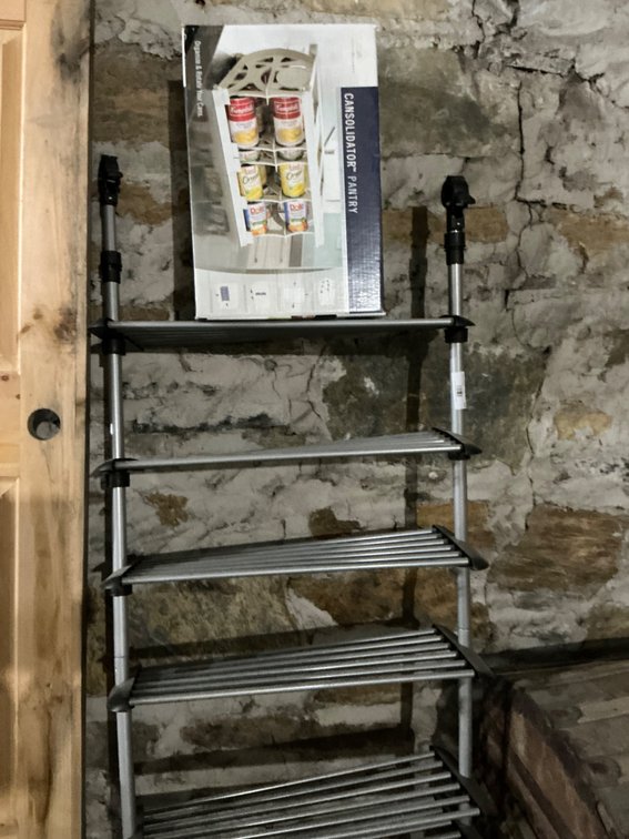 Adjustable Closet Rack (Hangs Over Closet Rod) and Cansolidator Can Storage Holder