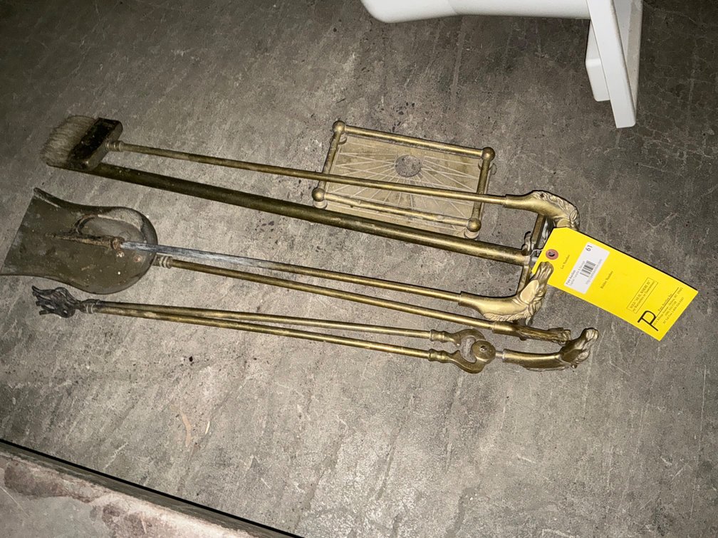 Assorted Vintage Horse Head Fireplace Tools with Stand (Stand Is Broken) - Shovel, Poker, Broom and More