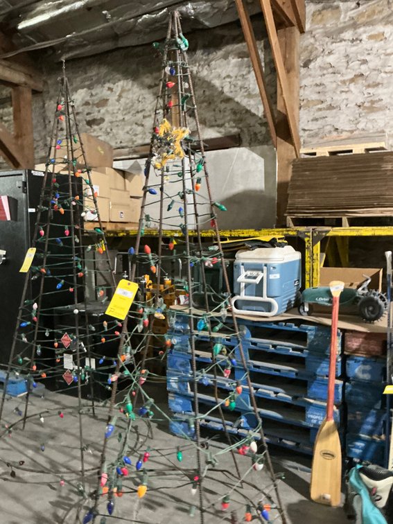 Custom Built 8'H Rebar Christmas Tree Yard Decoration with C-9 Lights (Some Lights Were Broken During Moving, So Will Have To Replace Some Bulbs)
