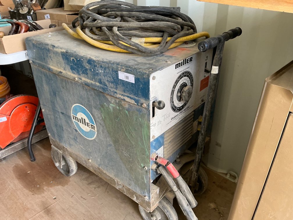 Miller Dial-Arc 250 AC/DC Welder With Leads, On Wheels, Serial: JA381848