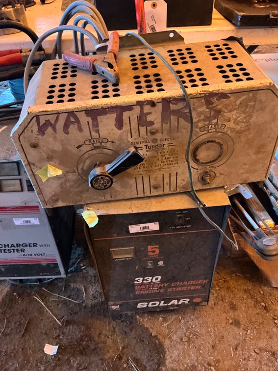 (1) Solar 12V Battery Charger/Starter - Model: 330, On Wheels And (1) GE Tungar Battery Charger - Model: 6PB38B2, 6 & 12V