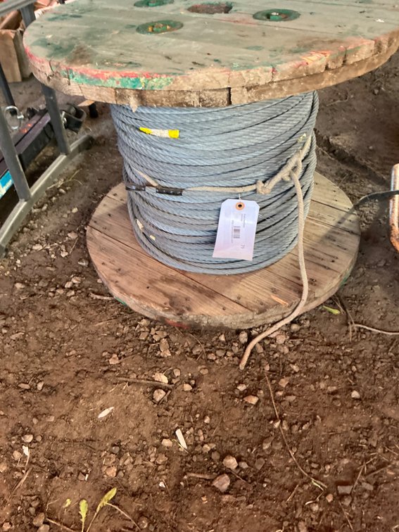 Partial Wooden Spool of 3/8" Cable