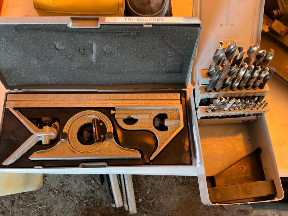 Kar Products Standard Drill Bit Set With Case And Combination Square Set With Case (No Brand Shown)