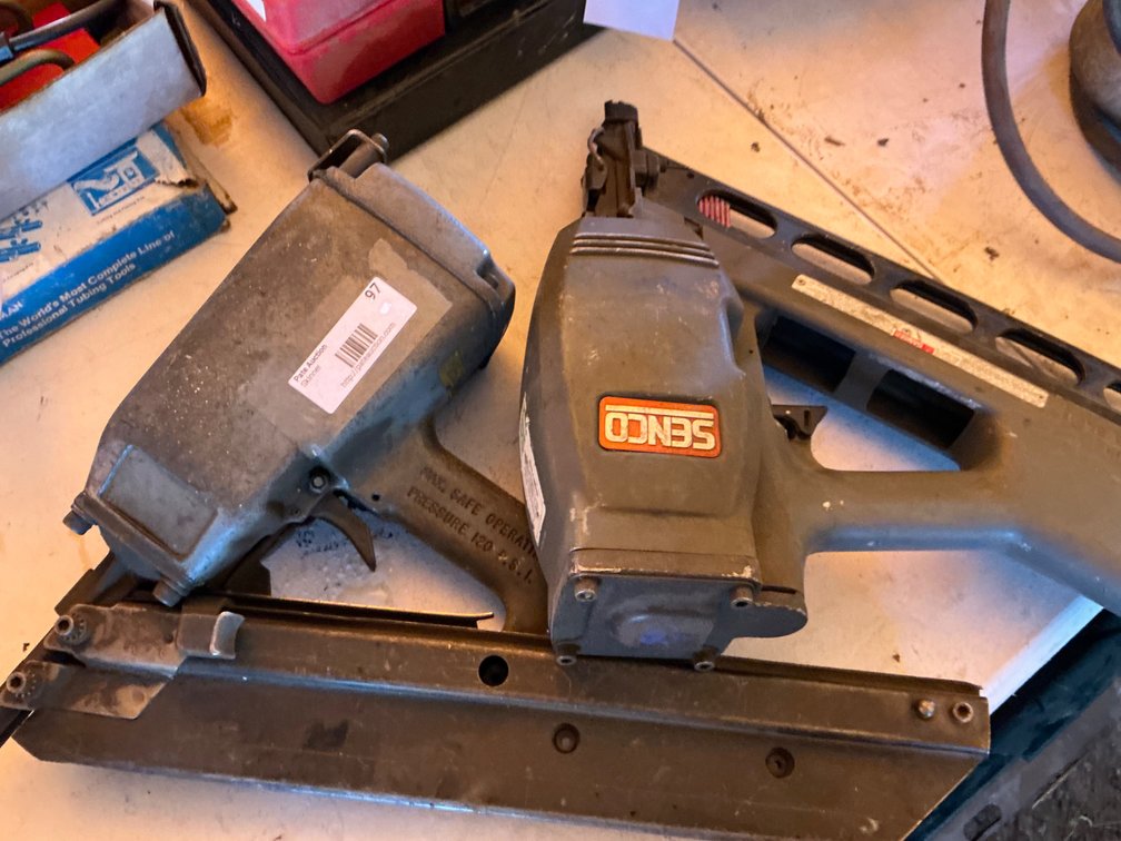 Paslode Pneumatic Framing Nailer And Senco Pneumatic Framing Nailer - Model: SN70 (This One Is Marked Broken)