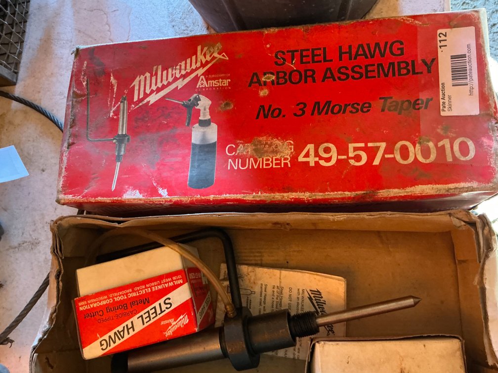 Milwaukee Steel Hawg Arbor Assembly - Model: No 3 Morse Taper With 1-1/4" Steel Hawg Metal Boring Cutter