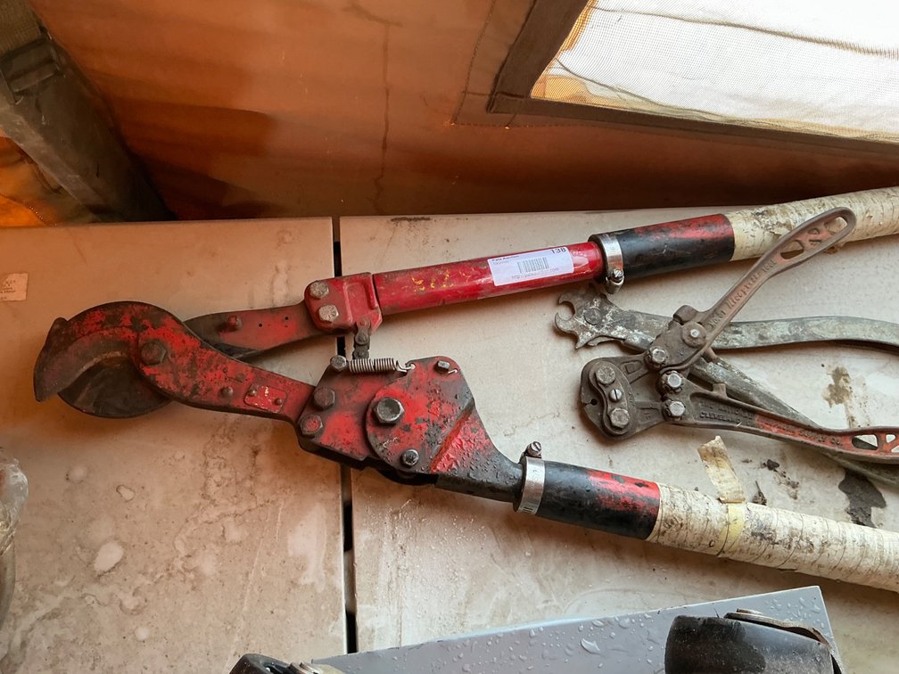 (1) HK Porter No. 8690FS Cable Cutter (For Copper & Aluminum Only), (1) The National Telephone Supply Co. No. 3T Ilicopress Tool and (1) Linksem 13LK Tire & Snow Chain Repair Pliers