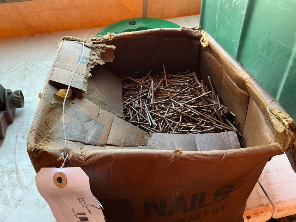 Partial 50Lb Box (Over Half Full) Of CFI CC Sinker 8d Steel Nails (Some Rust)
