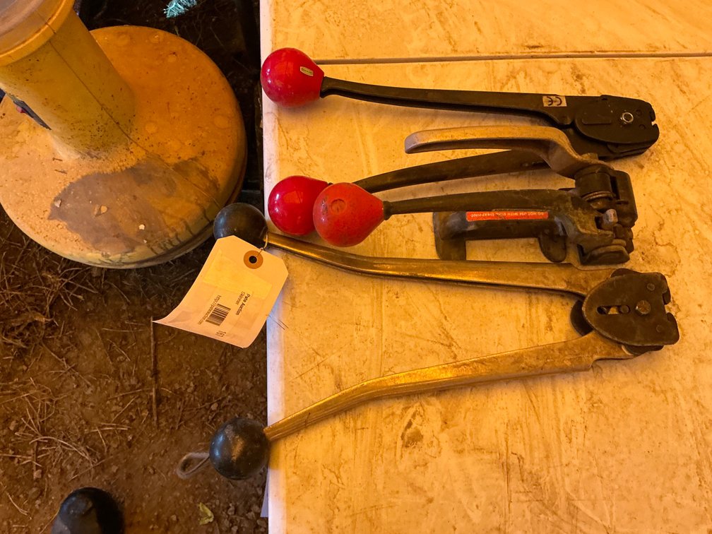(1) Signode Manual Strapping Tensioner (Marked Do Not Use With Steel Strapping), (1) Ybico 1/2" Steel Strap Sealer/Crimper, And (1) Steel Strap Sealer/Crimper (Unknown Brand)