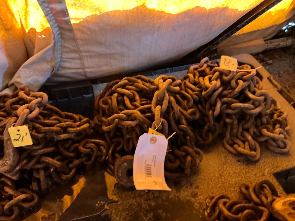 (2) 20'L 3/8" Chain With Hooks On Both Ends, And (1) 21'L 3/8" Chain With Hooks On Both Ends