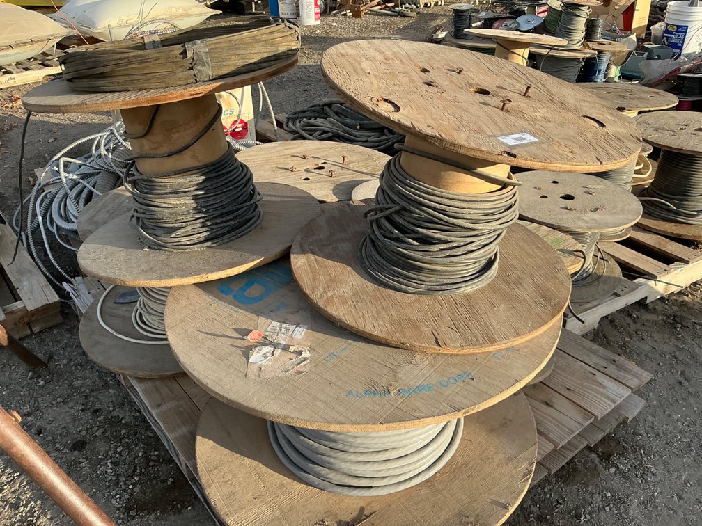 Pallet Containing - (7) Partial Spools Of Assorted Sized Electrical Wiring