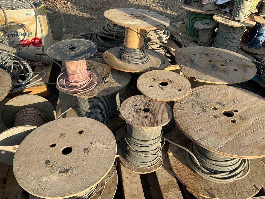 Pallet Containing - (10) Partial Spools Of Assorted Sized Electrical Wiring