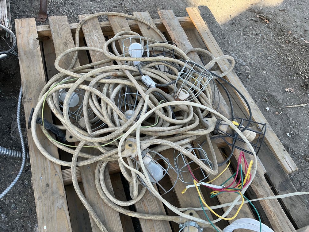 Work Light String Lighting With Bulb Safety Cages, Approximately (10) Bulb Cages In The String