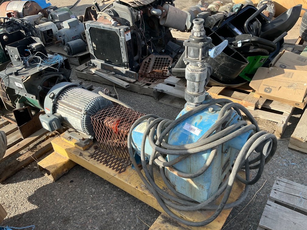ITT Marlow Pumps - Model: 2PL-4EL, 2" Self Priming Centrifugal Pump, Serial: 437A471, 6.875 Imperial Diameter, On Metal Skids, With US Electrical Motors #1759A Motor - 60Hz, 7.5Hp, 3515Rpm, 3Ph