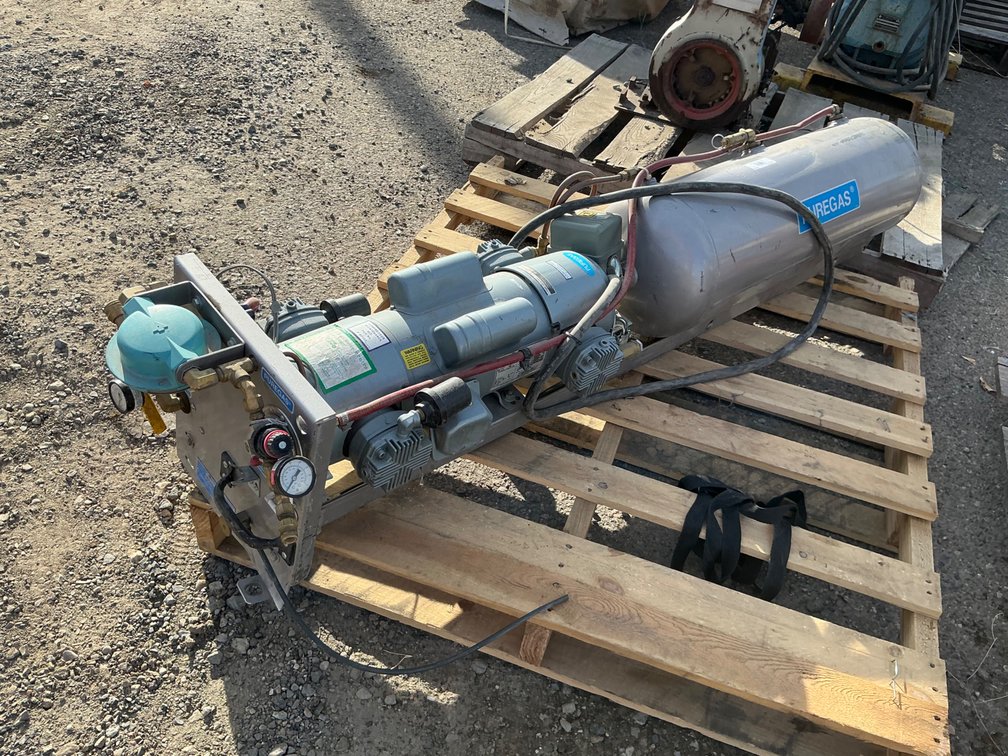 Puregas P-05860-USW2, Serial: 391622 Compressor & Air Dryer Module - With GE 1-1/2Hp, 115/230V/1725Rpm, 1Ph Motor, With Puregas 7HDD-63-M700X High Pressure Air Compressor, Serial: 0391