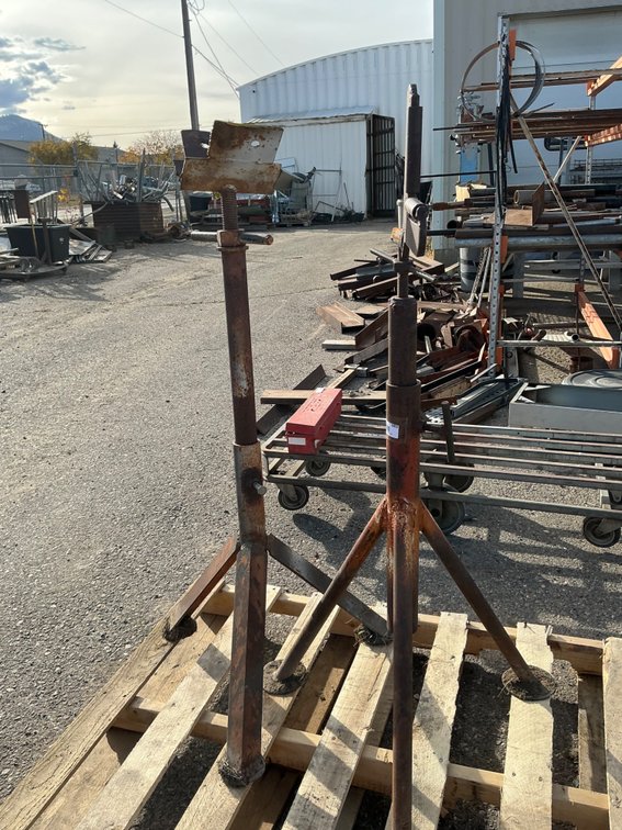 (2) Custom Made Adjustable Height Shop Stands