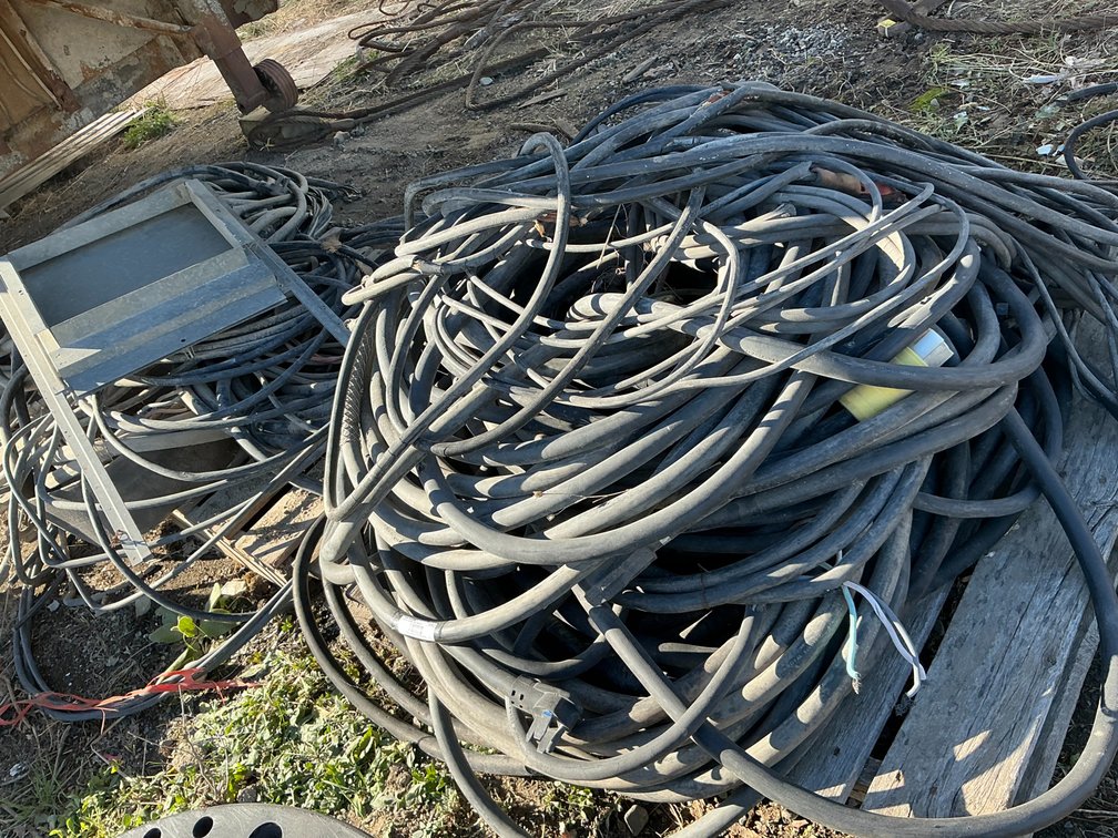 (3) Pallets Containing Assorted Lengths Of 3-Phase Power Cord, Electrical Wiring, Partial Coil Of 7" W Nylon Strap, Electrical Flex Conduit & More