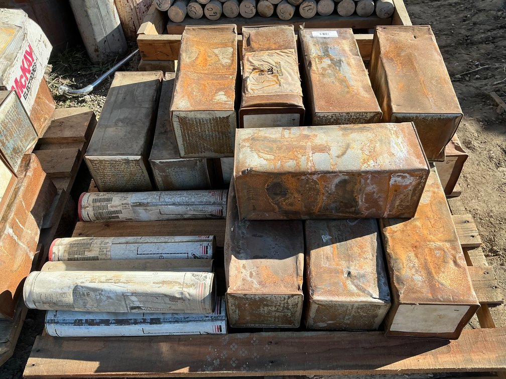 Pallet Containing - Approximately (20) Canisters Of Welding Rod - Appears To Be Mainly 5/32 Size