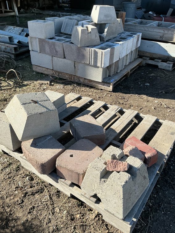 (2) Pallets Of Concrete Blocks - Approximately (34) Pieces - Measuring 8"x8"16, And Approximately (9) Pier Blocks