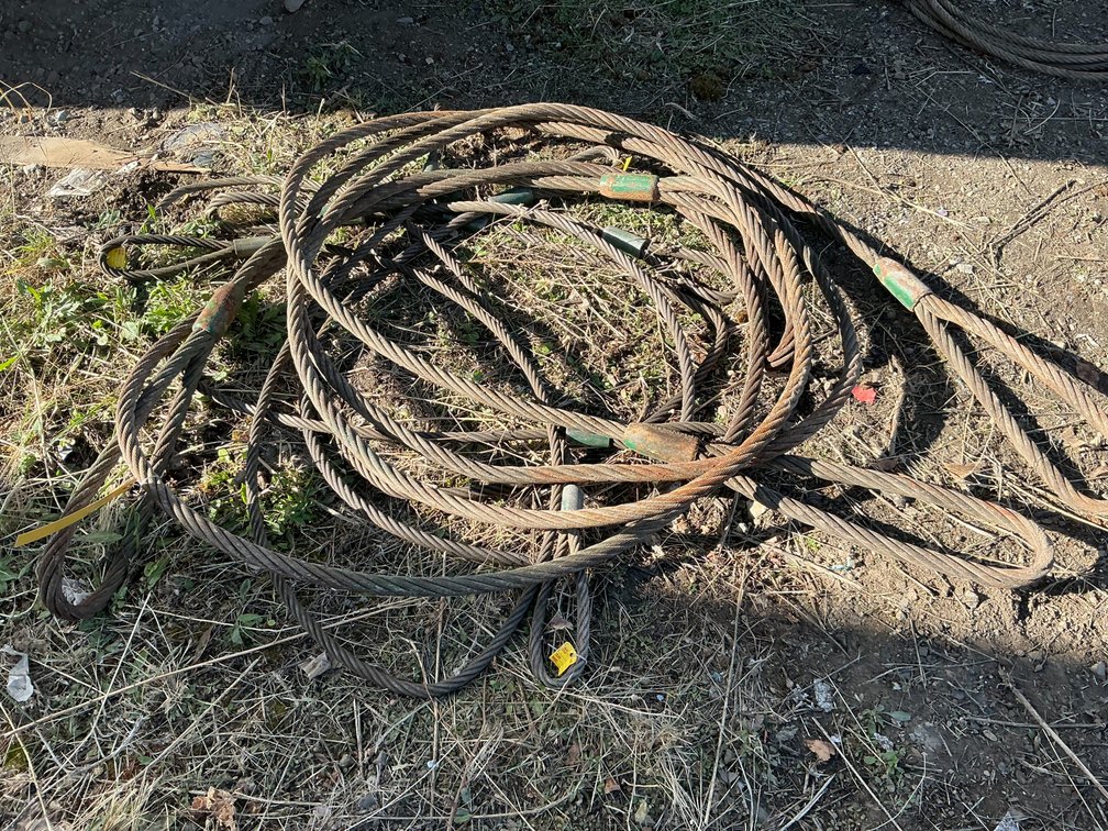 (1) Approximately 20'L 1" Choker Cable, (1) Approximately 10'L 1" Choker Cable, (2) Approximately 10'L 3/4" Choker Cables, And (1) Approximately 10'L 5/8" Choker Cable