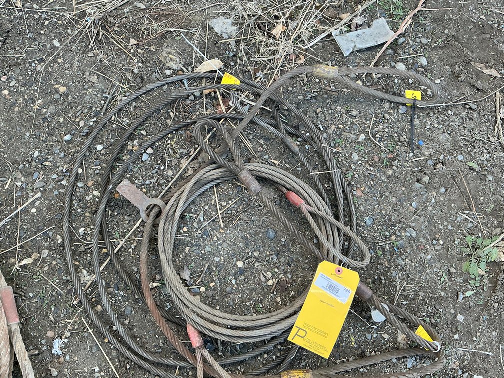 (2) Approximately 20'L 3/8" Choker Cables, (1) Approximately 5'L 1/2" Choker Cable, And (1) 26"L 1/2" Choker Cable