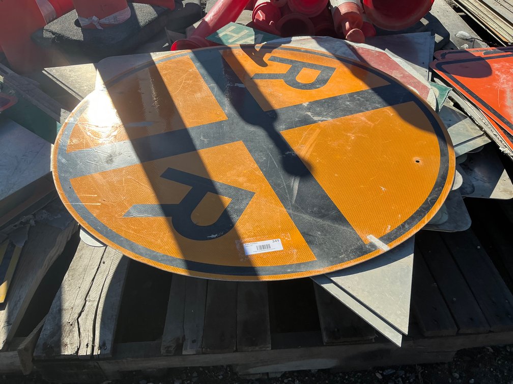 Pallet Of Assorted Roadway Signs - Rail Road Crossing, Stop Signs, Yield, MPH, Street Signs & More
