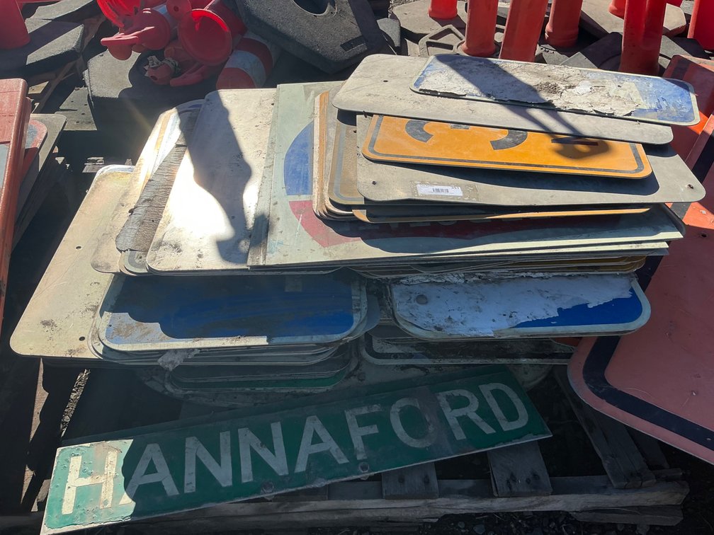 Pallet Of Assorted Roadway Signs - Interstate, MPH, Street Signs & More