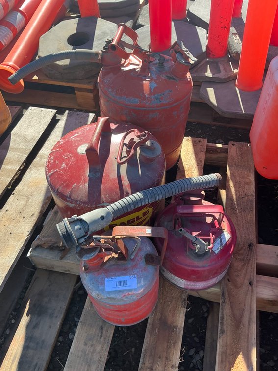 (4) Metal Gas Cans - (2) Are 4-Gallon, (2) Are 1-Gallon