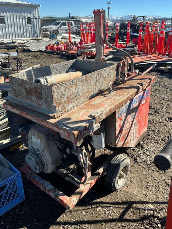 AirPlaco Hydraulic Powered Portable Grout & Concrete Pump - Model: HJ-15, 2" Discharge, Wisconsin Gas Engine, Rope Start Pulls Free, Serial: 953803