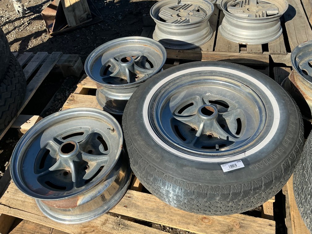 (1) P225/75R15 Tire On 5-Lug Steel Wheel - Fair Tread, And (2) Additional 5-Lug Steel Wheels