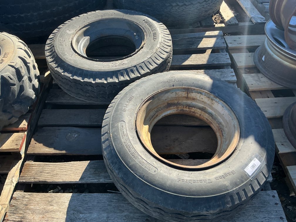 (2) Mobile Home Moving Wheels & Tires (Weathered)
